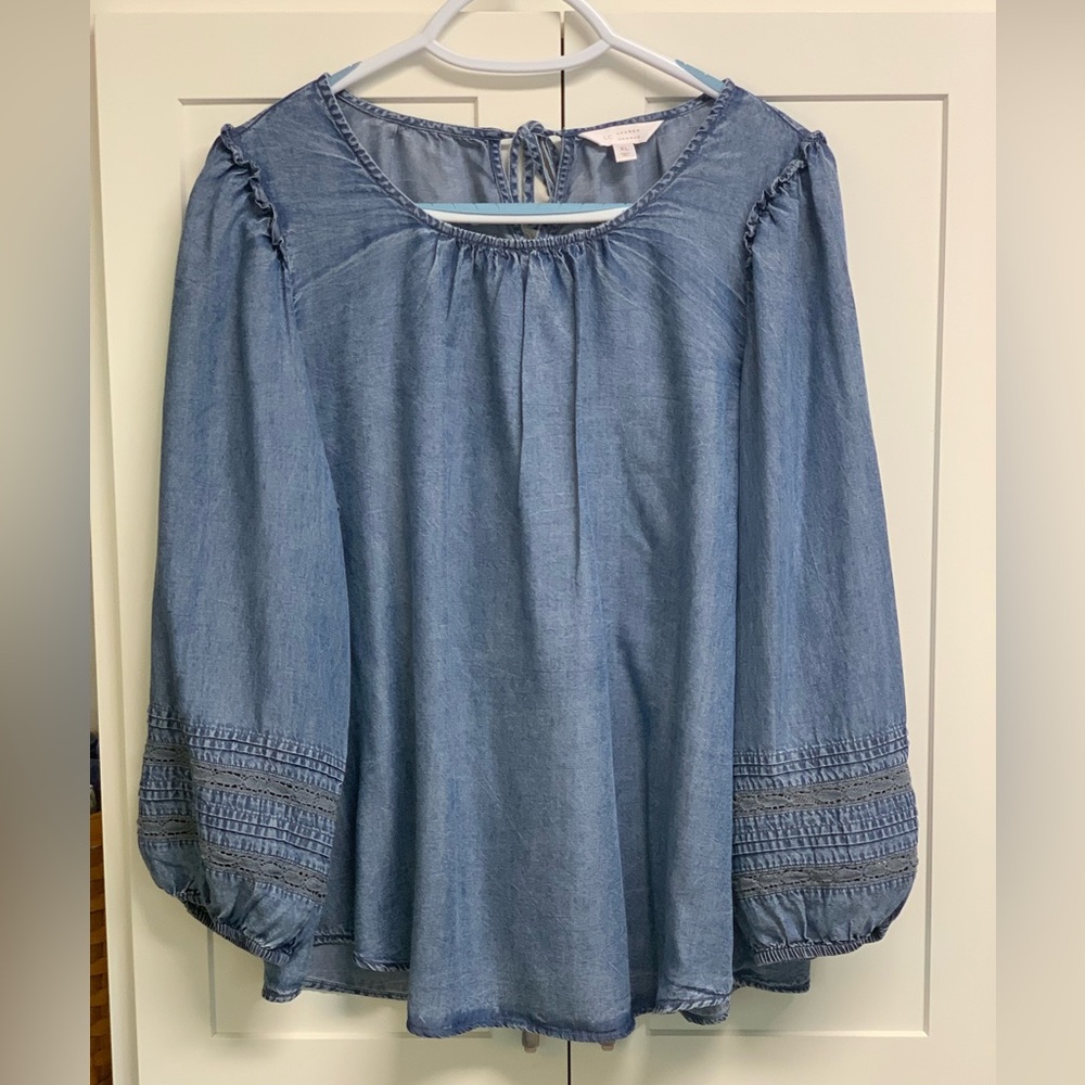LC Lauren Conrad Lace Inset Boho Peasant Blouse